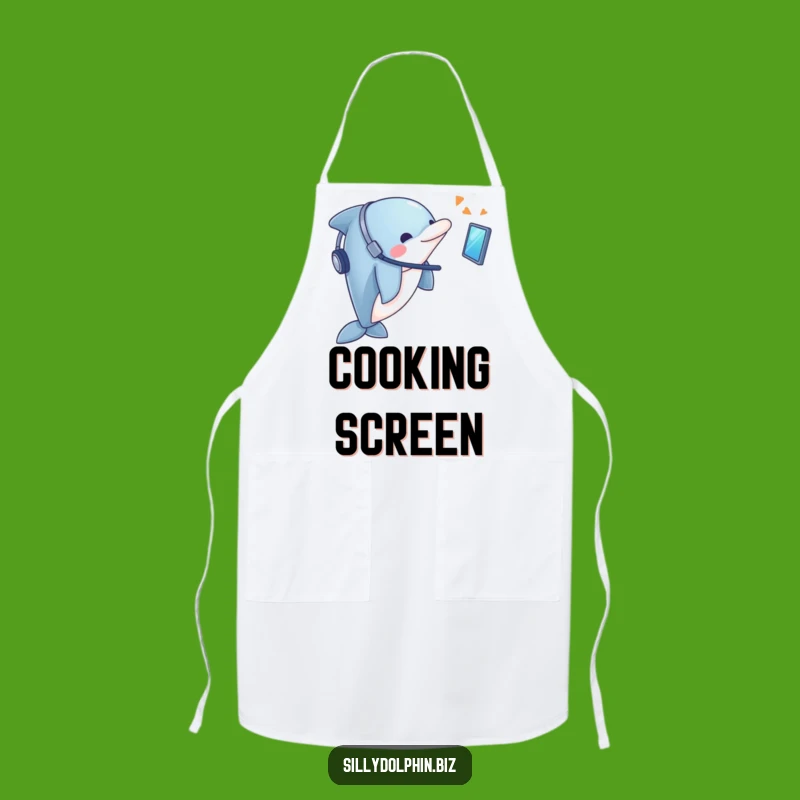 Funny Dolphin Headset Apron: Tech Support Chef Dolphin, Unique Funny Gift