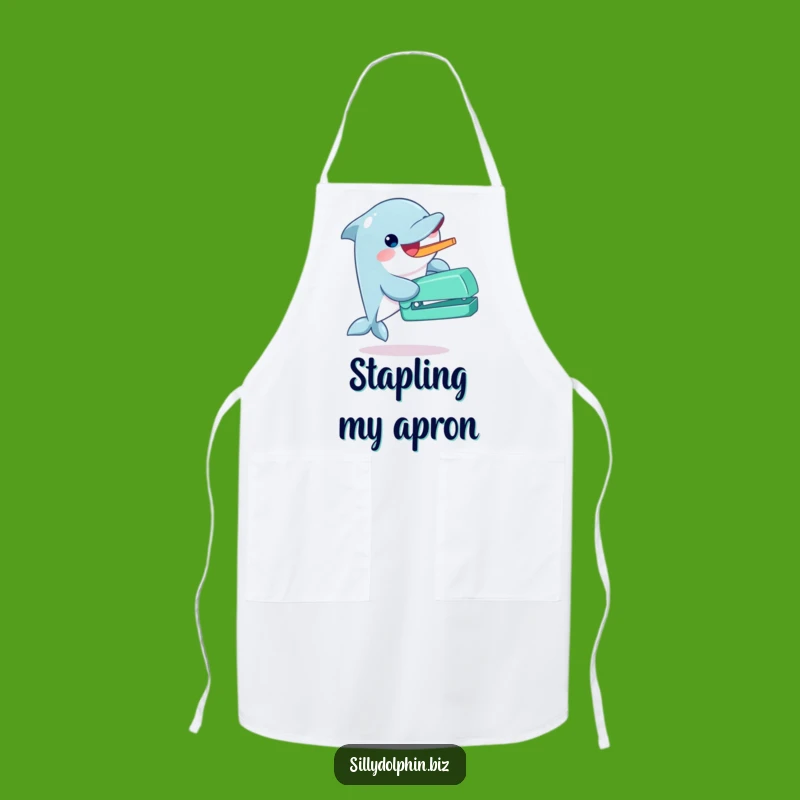 Funny Dolphin Stapler Apron - Enthusiastic & Witty Kitchenwear