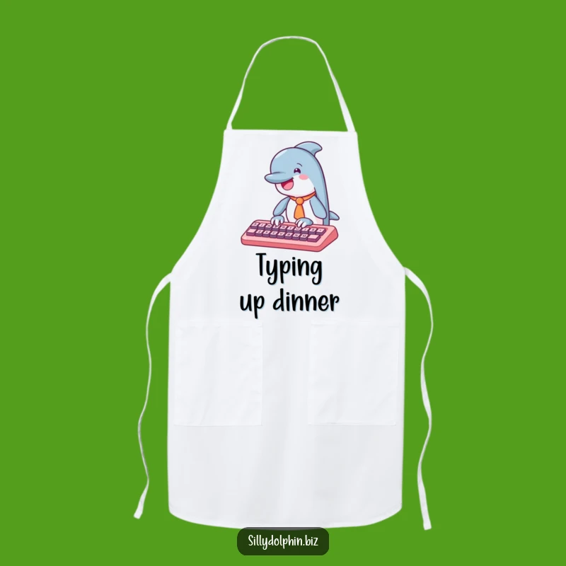 Funny Dolphin Tie Typing Apron - Witty Kitchen & Gift