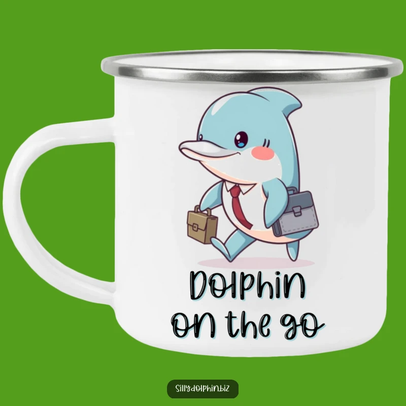 Funny Dolphin Briefcase Camping Mug: Adventure Fuelled By Aquatic Determination
