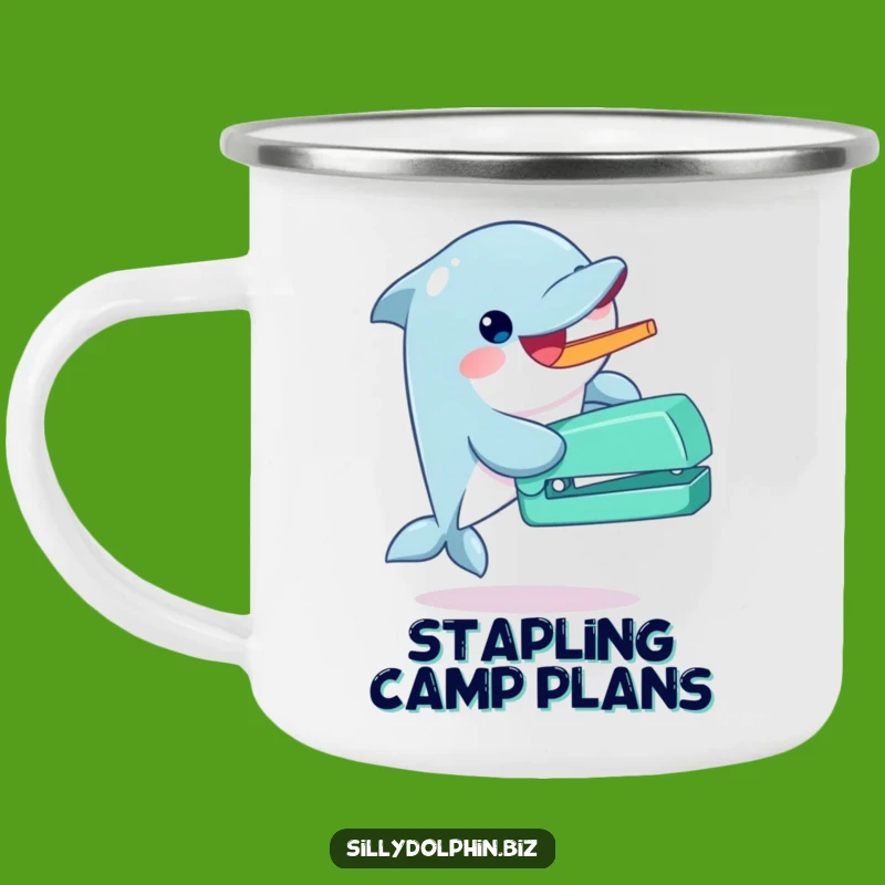 Funny Dolphin Stapler Camping Mug - Enthusiastic & Durable Gift