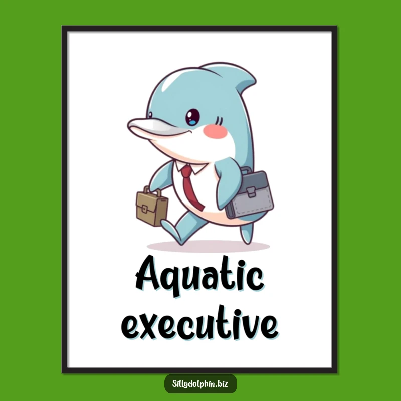 Funny Dolphin Briefcase Digital Art: Motivational Aquatic Humor For Your Space