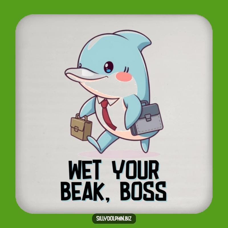 Funny Dolphin Briefcase Drink Coaster: Protect Surfaces With Aquatic Humor