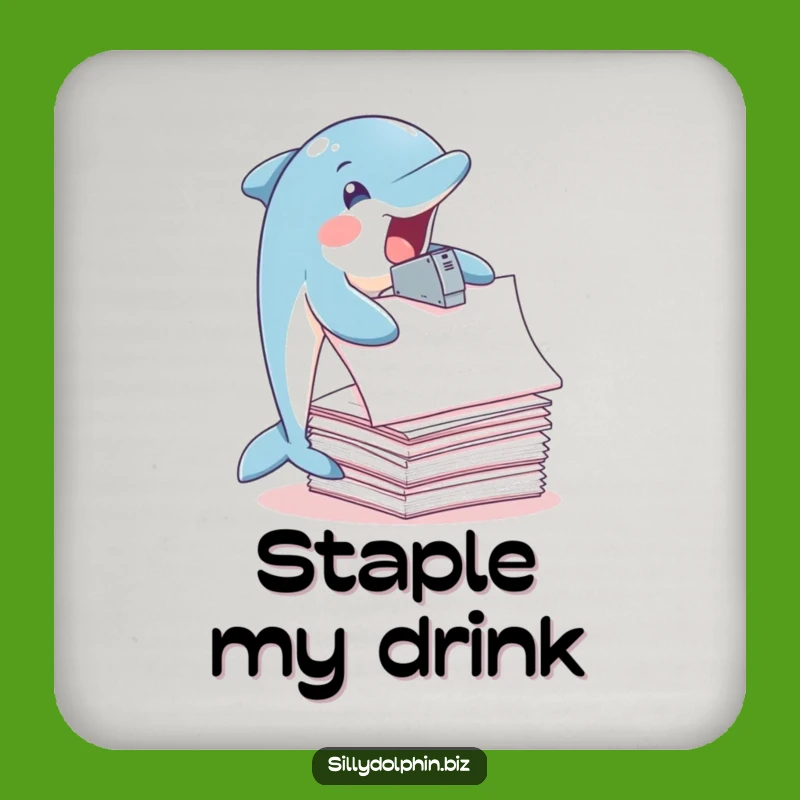 Funny Dolphin Stapler Coaster: Protect Surfaces with Task Dolphin, Hilarious Gift