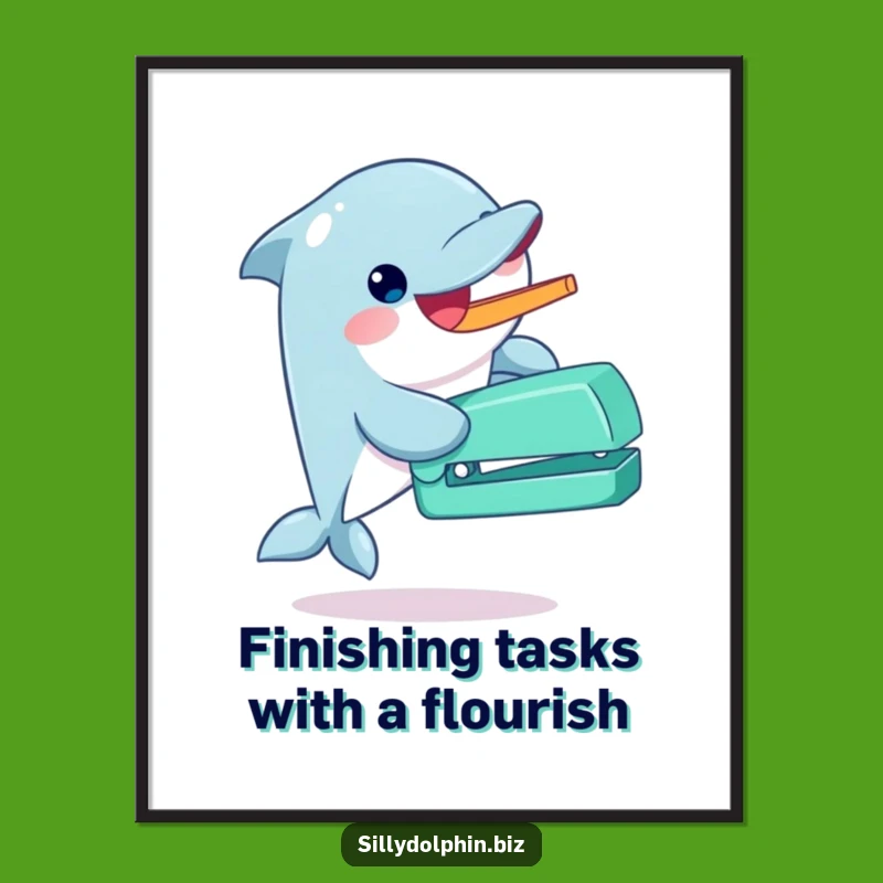 Funny Free Printable Wall Art: Dolphin Stapler, Downloadable Decor