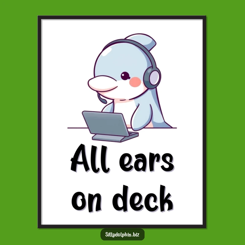 Funny Free Printable Wall Art: Dolphin Agent, Downloadable Decor