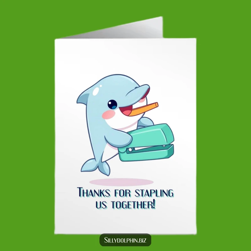 Hilarious Free Printable Thank You Card: Dolphin Stapler, Downloadable Gift
