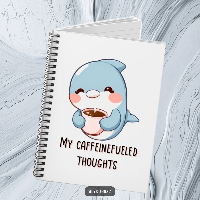 Funny Dolphin Notebook: Dolphin holding a tiny steaming coffee cup with a content expression, for coffee notes