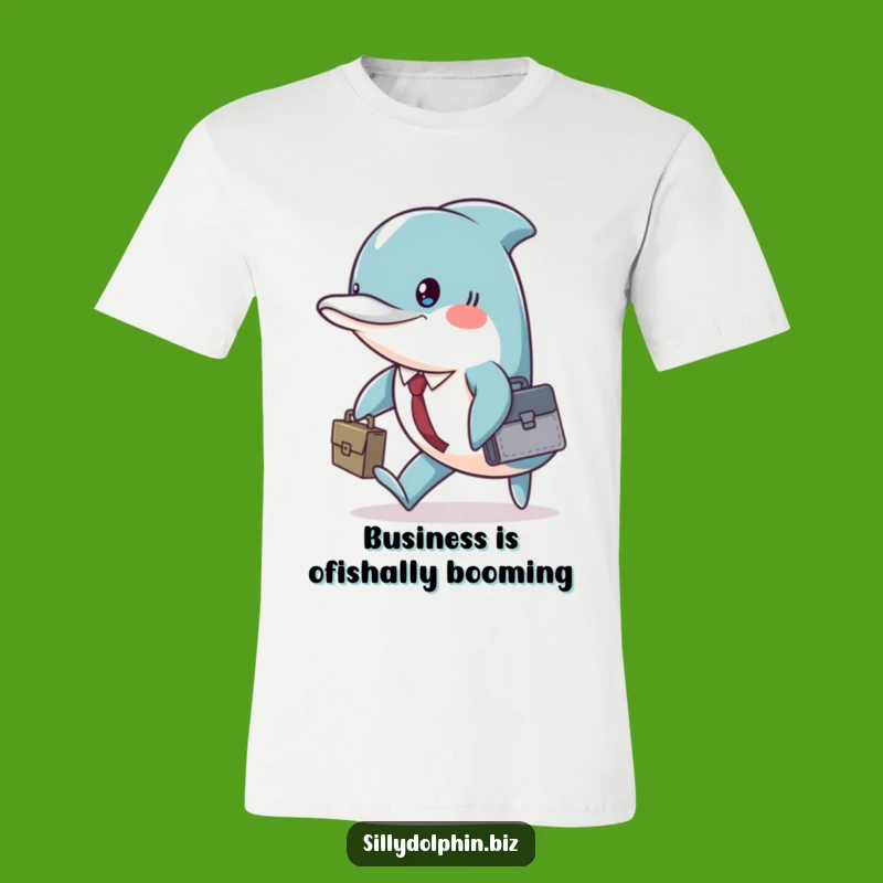 Funny Dolphin Briefcase T-Shirt: Marching To Work With Aquatic Determination
