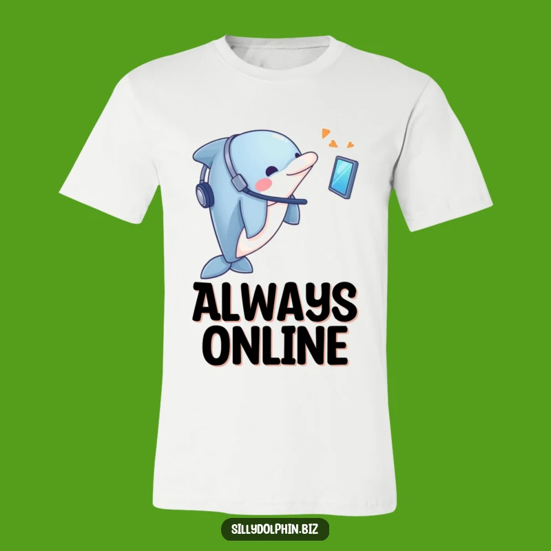 Funny Dolphin Headset T-Shirt: Enthusiastic Tech Dolphin Tee, Great Funny Gift