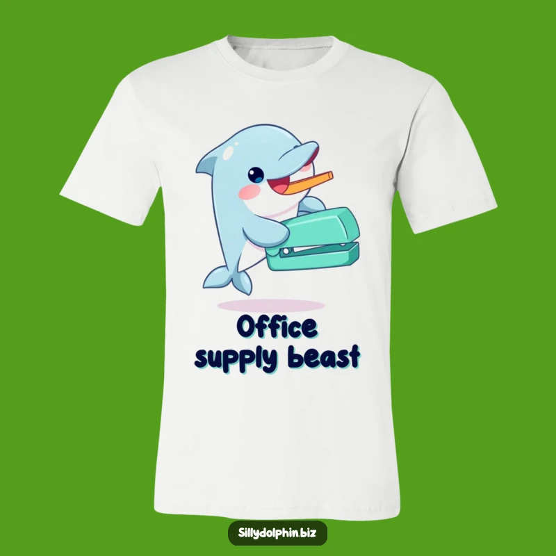 Funny Dolphin Stapler T-Shirt - Enthusiastic & Witty Apparel