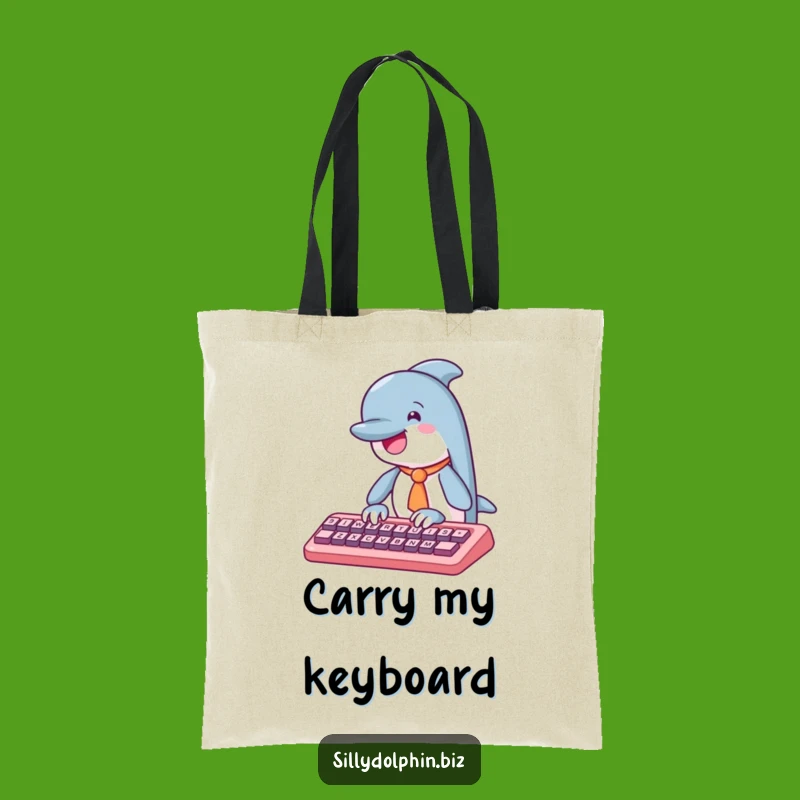 Funny Dolphin Tie Typing Tote Bag - Chic & Witty Accessory