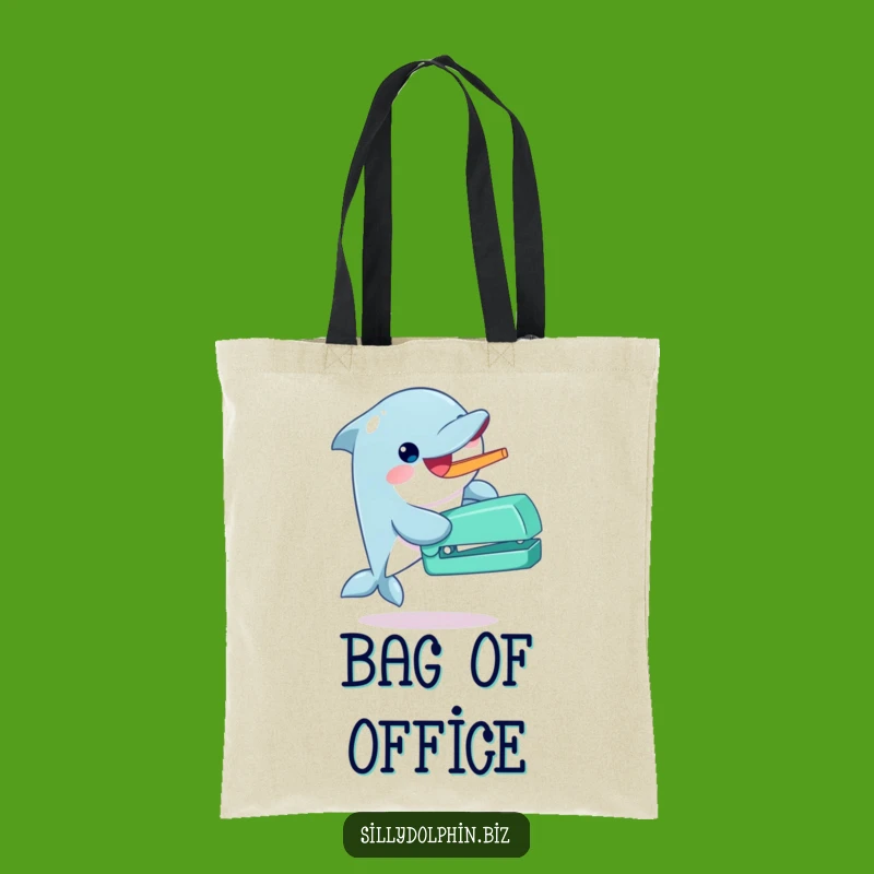 Funny Dolphin Stapler Tote Bag - Enthusiastic & Practical Accessory